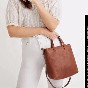 Madewell Zip-Top Transport Crossbody Tote Bag Purse in Brown Leather